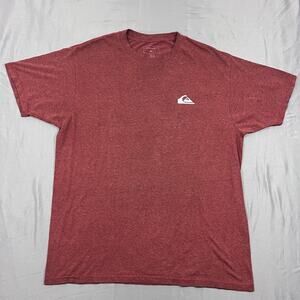 Quiksilver Logo T Shirt Mens Large Red Heather Surf Skate Casual Y2K